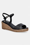 Tommy Hilfiger sandale s klinastom potpeticom od kože MID WEDGE ESPAD LEATHER crne FW0FW09340