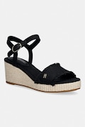 Tommy Hilfiger sandále na platforme po celej dĺžke MID WOVEN WEDGE ESPAD FRINGE čierne FW0FW09470