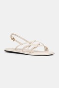 Tommy Hilfiger sandale pentru femei, din piele FLAT STRAPPY SANDAL LTH albe FW0FW09220