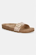 Tommy Hilfiger klapki damskie skórzane TH CLASSIC CORK SANDAL PEARL LTH beżowe FW0FW09344