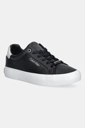 Δερμάτινα αθλητικά παπούτσια Calvin Klein VULC LACE UP LTH/MOIRE BT χρώμα: μαύρο, HW0HW02747
