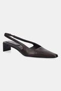 Calvin Klein czółenka skórzane SET BACK HEEL PUMP SLINGBACK LTH kolor bordowy na słupku HW0HW02848