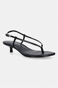Calvin Klein bőr szandál KITT HEEL SNDL STRAPPY SLING LTH fekete HW0HW02918