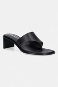 Calvin Klein japonki damskie skórzane BLOCK HEEL SNDL THONG LTH czarne HW0HW03017