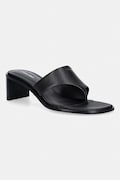Calvin Klein japonki damskie skórzane BLOCK HEEL SNDL THONG LTH czarne HW0HW03017