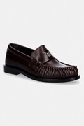 Calvin Klein loafersy damskie skórzane ROUND LOAFER LTH HDW brązowe HW0HW03031