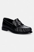 Calvin Klein loafersy damskie skórzane ROUND LOAFER LTH HDW czarne HW0HW03031