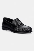 Calvin Klein loafersy damskie skórzane ROUND LOAFER LTH HDW czarne HW0HW03031