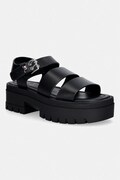 Tommy Jeans sandały damskie skórzane TJW STRAPS LEATHER MAX SANDAL czarne EN0EN02944