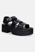 Tommy Jeans sandały damskie skórzane TJW STRAPS LEATHER MAX SANDAL czarne EN0EN02944