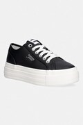 Tommy Jeans TJW FLATFORM SNEAKER LTR πάνινα sneakers Γυναικεία δερμάτινα μαύρα Χαμηλά EN0EN02964