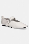 Tommy Jeans baleriny skórzane TJW BALLERINA BUCKLE beżowe EN0EN03019