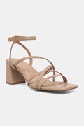 Aldo sandały na słupku skórzane ESTHER beżowe 14039513