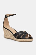Lauren Ralph Lauren espadryle na koturnie damskie skórzane Nellie czarne 802P04433001