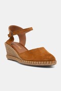 Verbenas espadryle na koturnie damskie zamszowe MALENA SERRAJE/TAN brązowe 0601540785