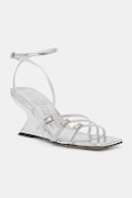 Souliers Martinez sandały na koturnie skórzane EDEN srebrne EDEN