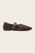 AllSaints σανδάλια δερμάτινα Sabine Woven Flat καφέ W102FE