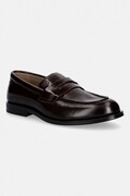 Calvin Klein mokasyny skórzane ESS RUBBER PENNY LOAFER POL LTH męskie kolor brązowy HM0HM02025