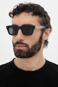 Emporio Armani occhiali da sole quadrati da uomo neri 0EA4270