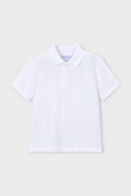 Mayoral polo bawełniane dziecięce kolor biały gładki 150