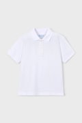 Mayoral polo bawełniane dziecięce kolor biały gładki 150
