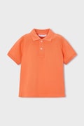 Детска памучна тениска с яка Mayoral в оранжево с изчистен дизайн 150