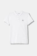 Guess polo bawełniane dziecięce kolor biały gładki L6RP07 KCM20