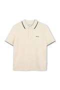 Παιδικά βαμβακερά μπλουζάκια πόλο BOSS χρώμα: μπεζ, J53169