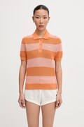 Lacoste polo damskie bawełniane pomarańczowe AF9847