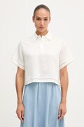 Lacoste polo pentru femei, cu lyocell alb CF0061