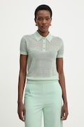 Patrizia Pepe polo swetrowe damskie lniane zielone 2K0376 K336