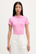 Tommy Jeans polo pentru femei, din bumbac cu elastan roz DW0DW22327