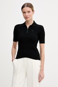 Lacoste polo swetrowe damskie z wiskozą czarne AF2572