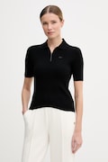 Lacoste polo swetrowe damskie z wiskozą czarne AF2572