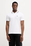 BOSS Green polo bawełniane męski kolor biały gładki 50554565