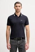 BOSS Green polo bawełniane męski kolor granatowy gładki 50554565