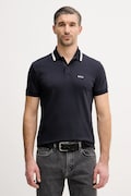 BOSS Green polo bawełniane męski kolor granatowy gładki 50554565