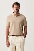 Tommy Hilfiger polo majica za muškarce od pamuka s elastanom bež MW0MW17770