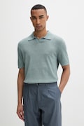 Calvin Klein pletena polo majica za muškarce s dodatkom lana tirkizna LV04LF313G