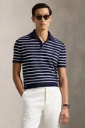 Polo Ralph Lauren polo z domieszką lnu męski kolor granatowy gładki 710B13894