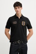 Aeronautica Militare polo męski kolor czarny z aplikacją PO1927UP00191
