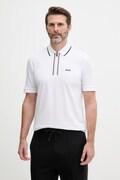 BOSS Green polo męskie bawełniane z elastanem białe 50555698