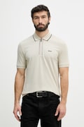 BOSS Green polo męskie bawełniane z elastanem beżowe 50555698