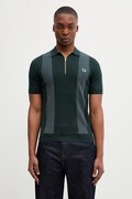 Fred Perry tricou polo culoarea verde, cu imprimeu, K2310