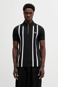 Памучна тениска с яка Fred Perry в зелено с десен M2420