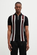 Fred Perry polo bawełniane męski kolor czarny wzorzysty M2420