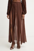 Haveone spódnica z dodatkiem jedwabiu brązowa gładka GCH-Q004