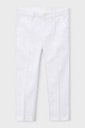 Mayoral spodnie z domieszką lnu dziecięce kolor biały gładkie 3574