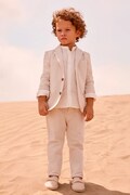 Mayoral spodnie z domieszką lnu dziecięce kolor beżowy gładkie 3574