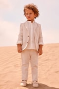 Mayoral spodnie z domieszką lnu dziecięce kolor beżowy gładkie 3574